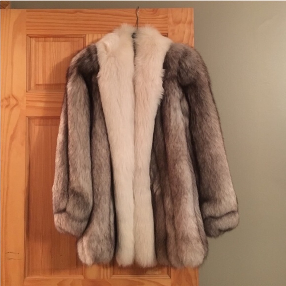 100% silver fox fur coat